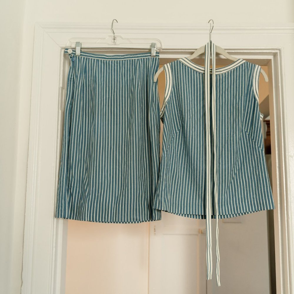 Stunning handmade vintage skirt and top set with belt